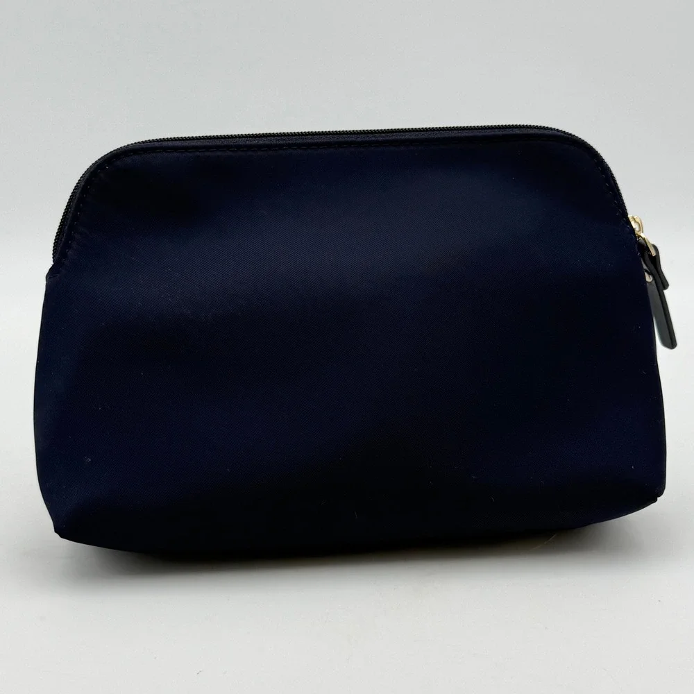 Kate Spade Navy Nylon Cosmetic Bag Red Black Stripe Logo Makeup Pouch